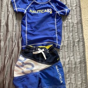 Nautica 2-piece rash guard & swim trunks 18 mo.